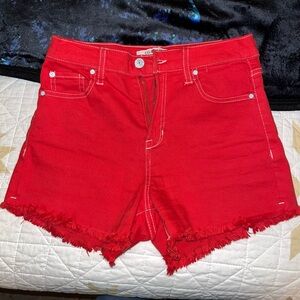 Red Jean Shorts